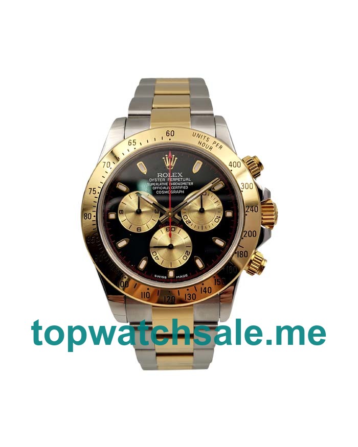 UK Perfect Replica Rolex Cosmograph Daytona 116503 JF Stainless Steel & Yellow Gold Black & Champagne Dial Swiss Valjoux  7750 Watches