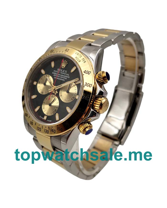 UK Perfect Replica Rolex Cosmograph Daytona 116503 JF Stainless Steel & Yellow Gold Black & Champagne Dial Swiss Valjoux  7750 Watches