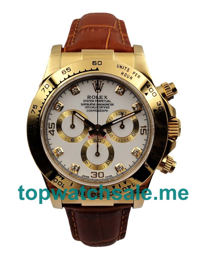 UK Perfect Replica Rolex Cosmograph Daytona 116508 JH Yellow Gold White Dial Swiss Valjoux 7750 Movement