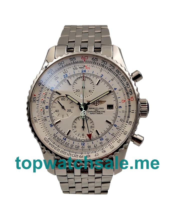 UK Swiss Made Breitling Navitimer World A24322 Replica Watches With White Dials For Men