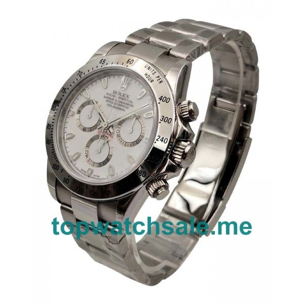 UK Swiss Made Rolex Daytona 116520 Fake Watches With White Dials For Sale