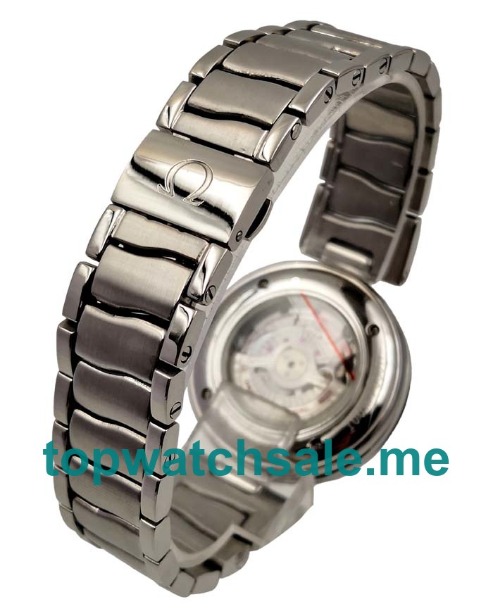 UK Best Quality Omega De Ville Ladymatic 425.35.34.20.55.001 Replica Watches With White Mother-Of-Pearl Dials For Sale