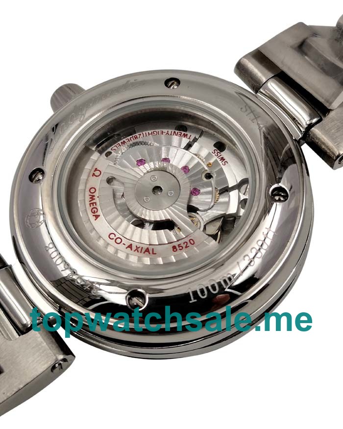 UK Best Quality Omega De Ville Ladymatic 425.35.34.20.55.001 Replica Watches With White Mother-Of-Pearl Dials For Sale