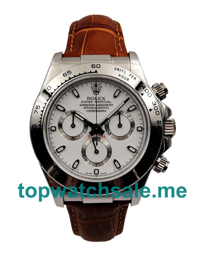UK Best 1:1 Rolex Daytona 116520 Replica Watches With White Dials For Men