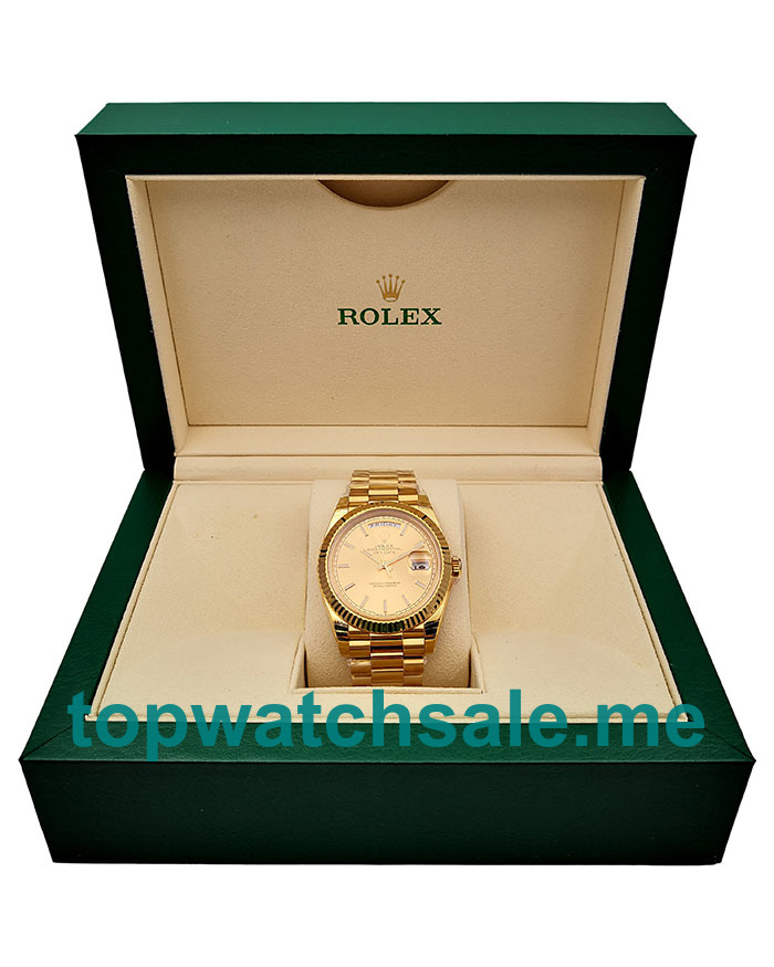 UK Best Quality Rolex Day-Date 228238 Fake Watches With Champagne Dials For Sale
