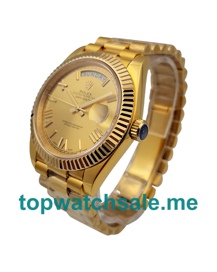 UK Best 1:1 Rolex Day-Date 228238 Fake Watches With Champagne Dials For Men