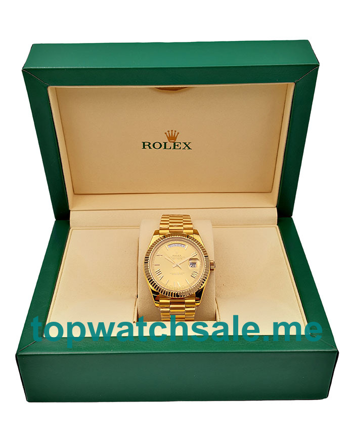 UK Best 1:1 Rolex Day-Date 228238 Fake Watches With Champagne Dials For Men