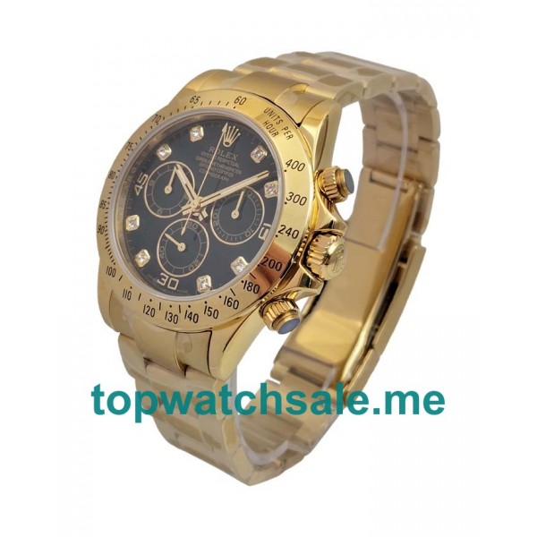 UK 40 MM Black Dials Rolex Daytona 116528 Replica Watches For Sale