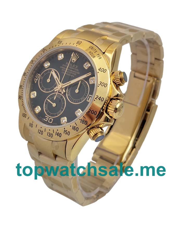 UK 40 MM Black Dials Rolex Daytona 116528 Replica Watches For Sale