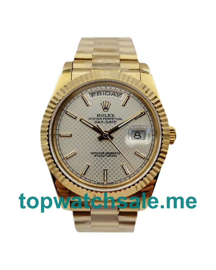 UK Swiss Made 40 MM Rolex Day-Date 228238 Replica Watches With Silver Dials For Men