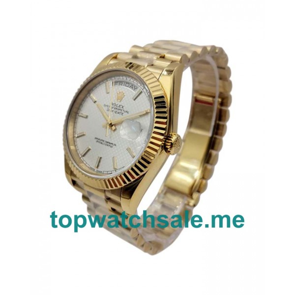 UK Swiss Made 40 MM Rolex Day-Date 228238 Replica Watches With Silver Dials For Men