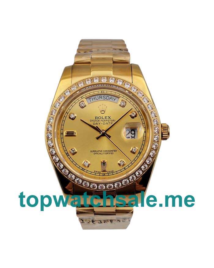 UK 41 MM Best Quality Rolex Day-Date 118348 Replica Watches With Champagne Dials For Sale