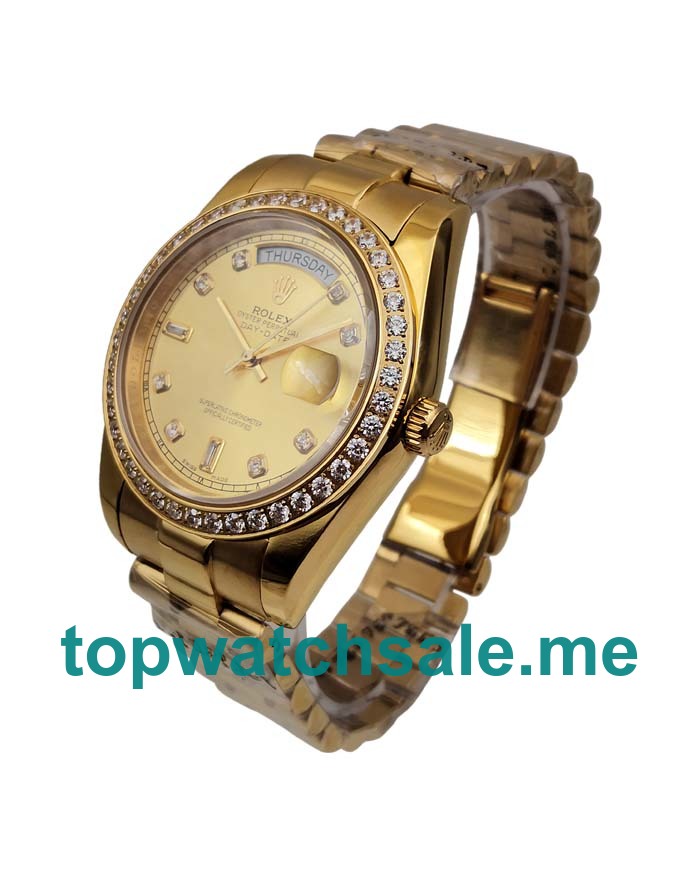 UK 41 MM Best Quality Rolex Day-Date 118348 Replica Watches With Champagne Dials For Sale