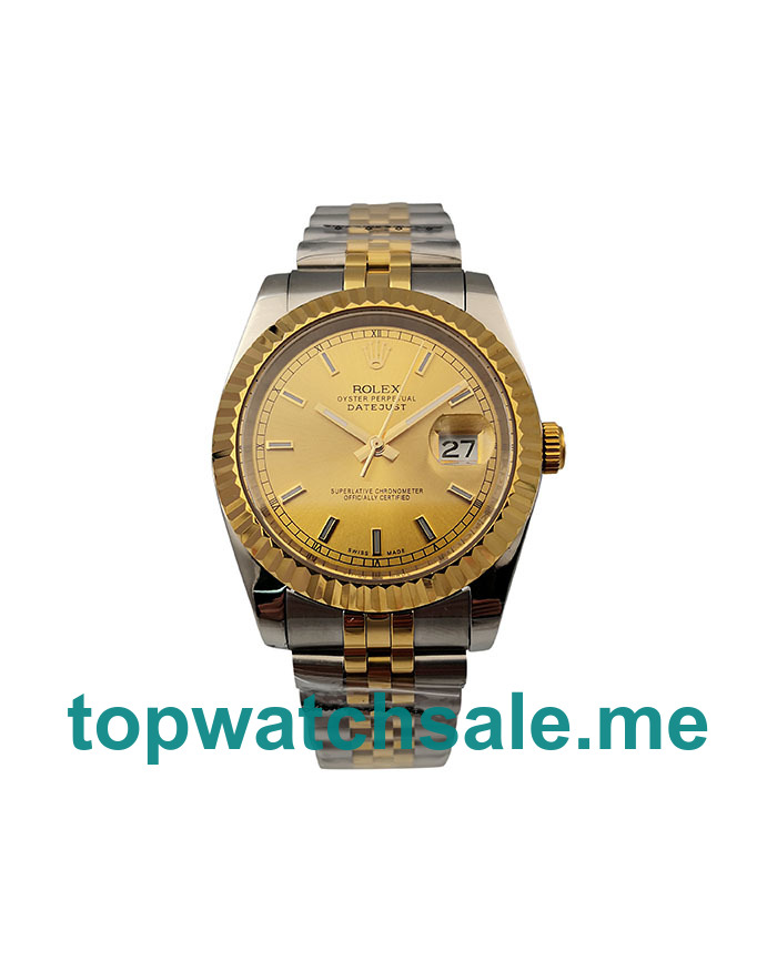 UK 36MM Champagne Dials Rolex Datejust 16233 Replica Watches