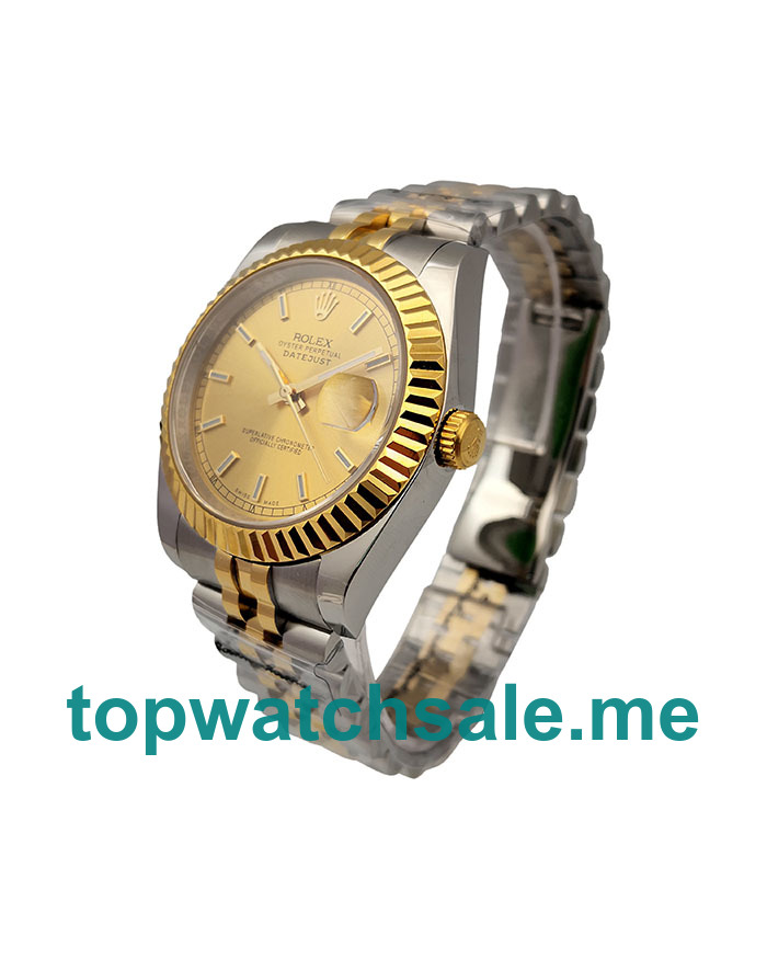UK 36MM Champagne Dials Rolex Datejust 16233 Replica Watches