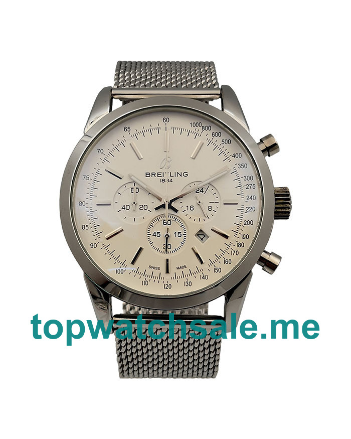 UK 45MM White Dials Breitling Transocean Chronograph AB0152 Replica Watches