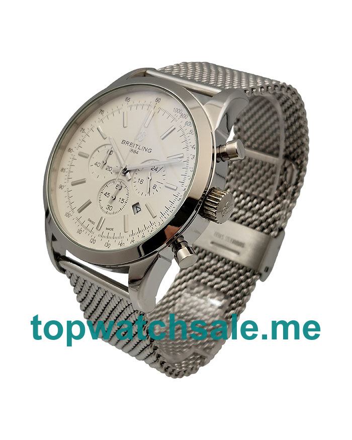 UK 45MM White Dials Breitling Transocean Chronograph AB0152 Replica Watches