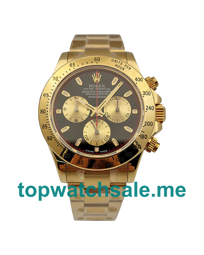 UK Cheap Rolex Daytona 116528 Replica Watches With Black Dials For Men
