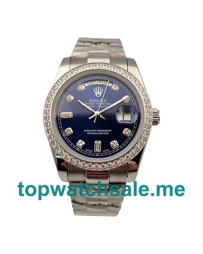 UK 36MM Blue Dials Rolex Day-Date 118346 Replica Watches