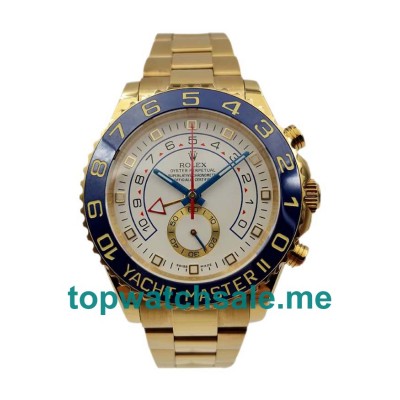 UK Swiss Made Replica Rolex Yacht-Master II 116688 JF Yellow Gold White Dial Swiss 7750 Watches