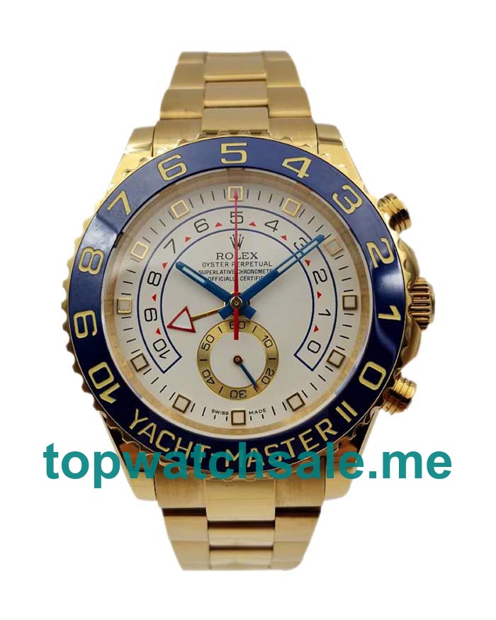 UK Swiss Made Replica Rolex Yacht-Master II 116688 JF Yellow Gold White Dial Swiss 7750 Watches
