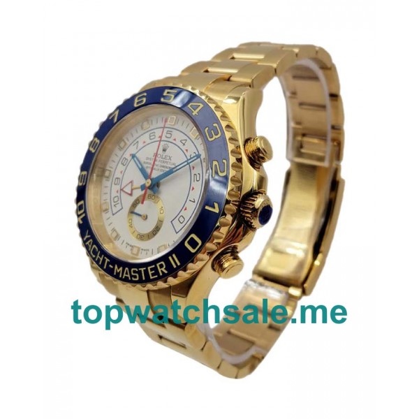 UK Swiss Made Replica Rolex Yacht-Master II 116688 JF Yellow Gold White Dial Swiss 7750 Watches