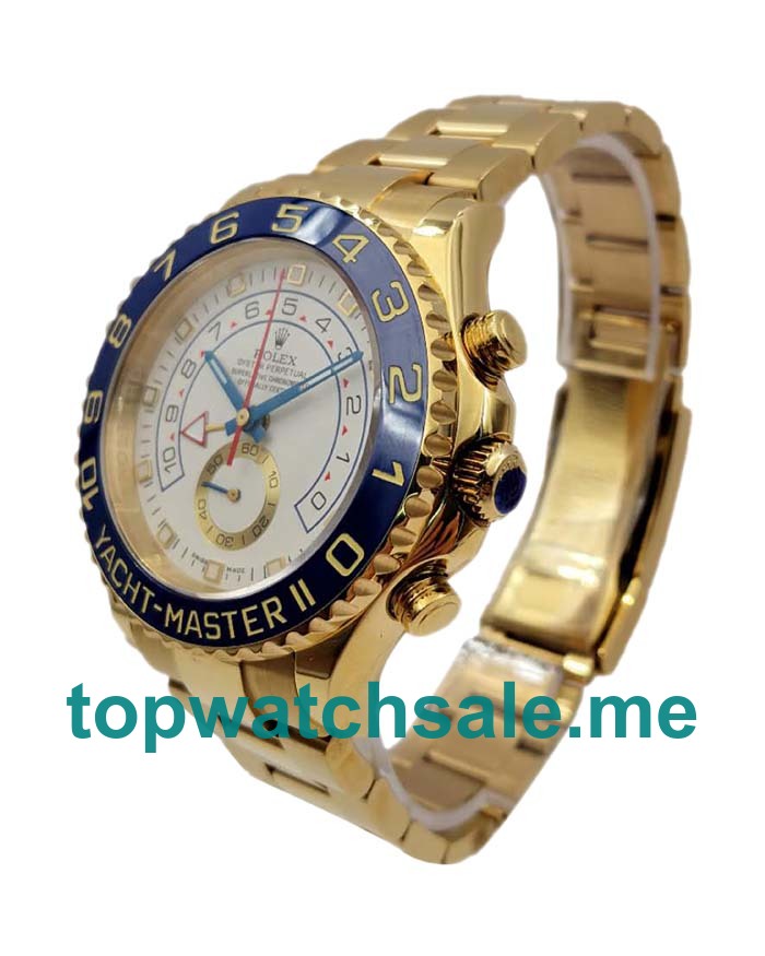 UK Swiss Made Replica Rolex Yacht-Master II 116688 JF Yellow Gold White Dial Swiss 7750 Watches