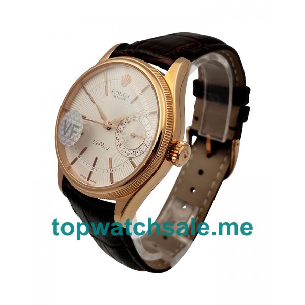 UK Swiss Movement Replica Rolex Cellini Date 50515 VF Rose Gold White Dial Dial Swiss 3165 For Sale