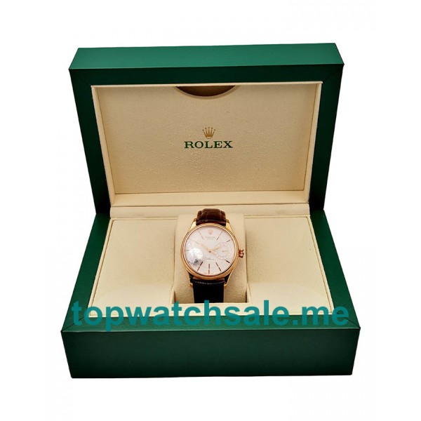 UK Swiss Movement Replica Rolex Cellini Date 50515 VF Rose Gold White Dial Dial Swiss 3165 For Sale