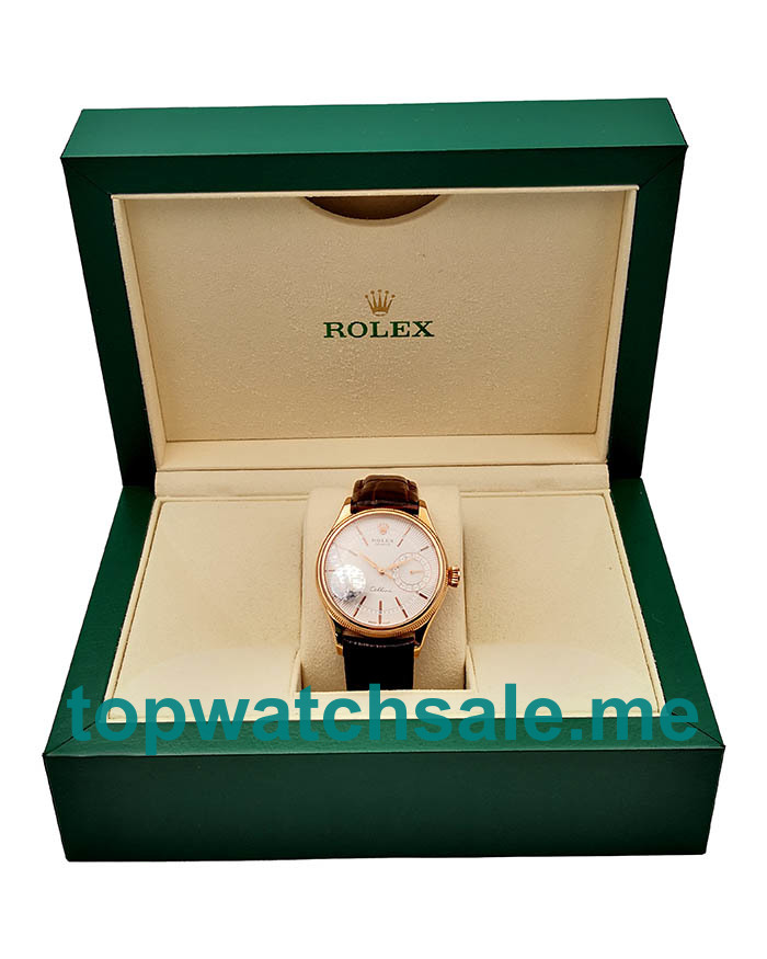 UK Swiss Movement Replica Rolex Cellini Date 50515 VF Rose Gold White Dial Dial Swiss 3165 For Sale