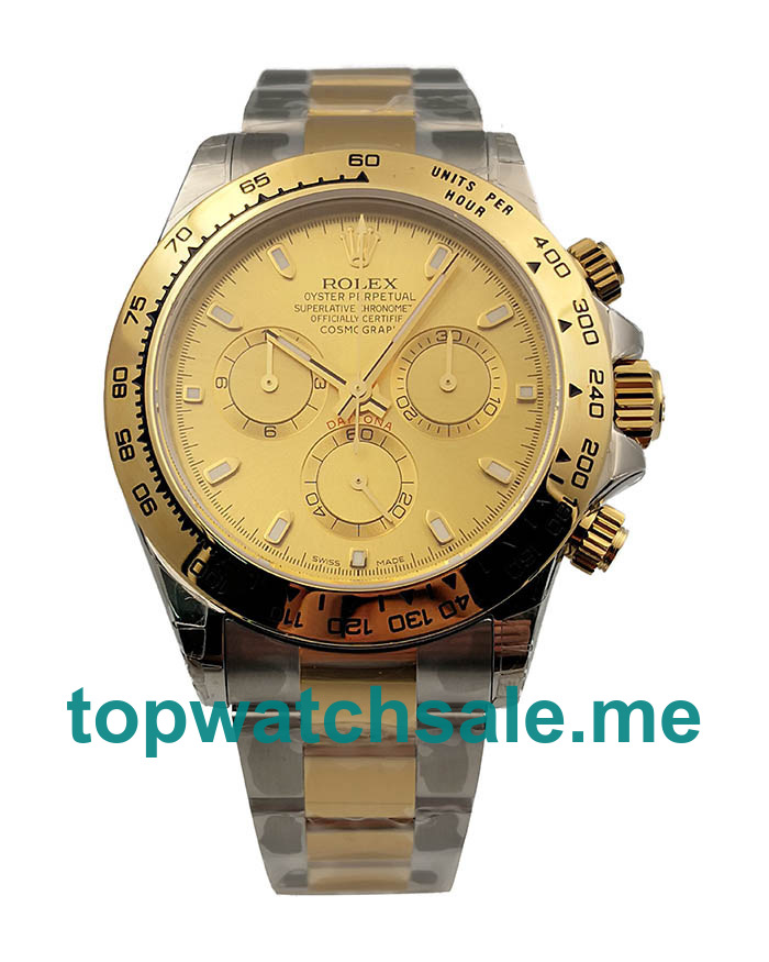 UK Perfect Replica Rolex Daytona Cosmograph 116503 3A 18K Yellow Gold Wrapped & Stainless Steel 904L Champagne Dial Swiss 7750 Run 6@SEC