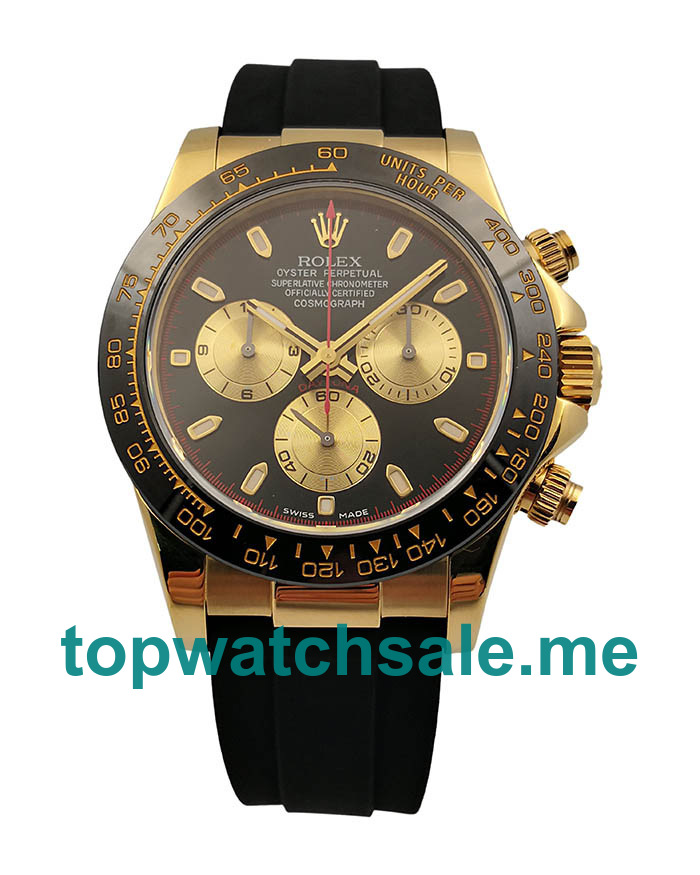 UK Swiss Movement Replica Rolex Daytona Cosmograph 116518LN JH Yellow Gold Black Dial Swiss 4130 Run 6@SEC