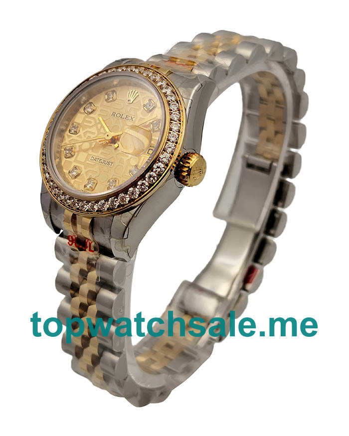 UK Swiss Made Rolex Lady-Datejust 179383 Replica Watches With Champagne Dials For Sale