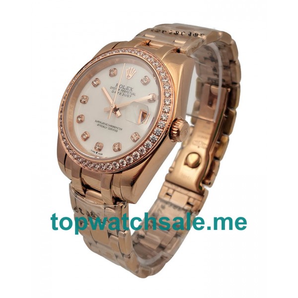 UK Best Quality Rolex Pearlmaster 81285 Replica Watches With Mother-Of-Pearl Dials For Women