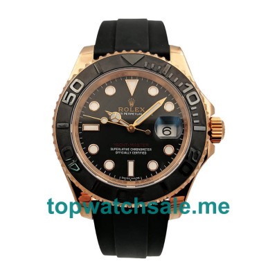 UK Perfect Replica Rolex Yacht-Master 40 116655 AR Rose Gold Black Dial Swiss 3135 Watches