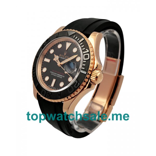 UK Perfect Replica Rolex Yacht-Master 40 116655 AR Rose Gold Black Dial Swiss 3135 Watches