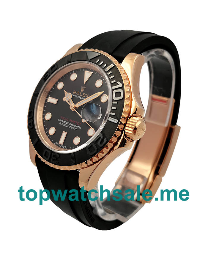 UK Perfect Replica Rolex Yacht-Master 40 116655 AR Rose Gold Black Dial Swiss 3135 Watches