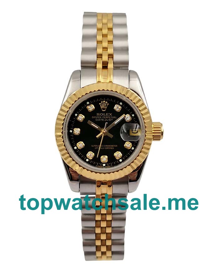UK 26MM Black Dials Rolex Lady-Datejust 69173 Replica Watches