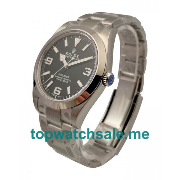 UK 40 MM Cheap Rolex Explorer 214270 Replica Watches With Black Dials For Men