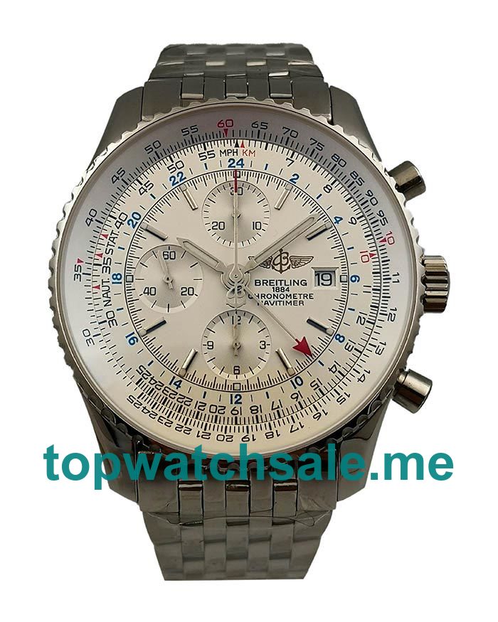 UK AAA Quality Breitling Navitimer World A24322 Replica Watches With White Dials For Men