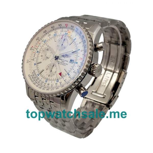 UK AAA Quality Breitling Navitimer World A24322 Replica Watches With White Dials For Men