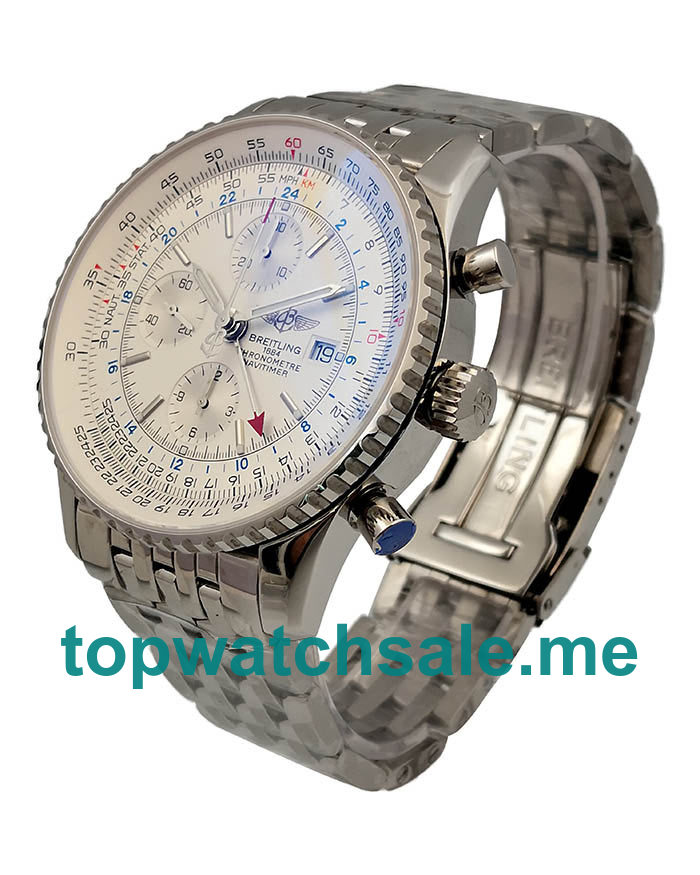 UK AAA Quality Breitling Navitimer World A24322 Replica Watches With White Dials For Men