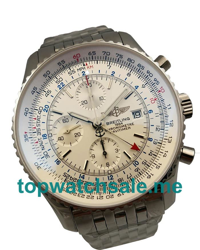UK AAA Quality Breitling Navitimer World A24322 Replica Watches With White Dials For Men