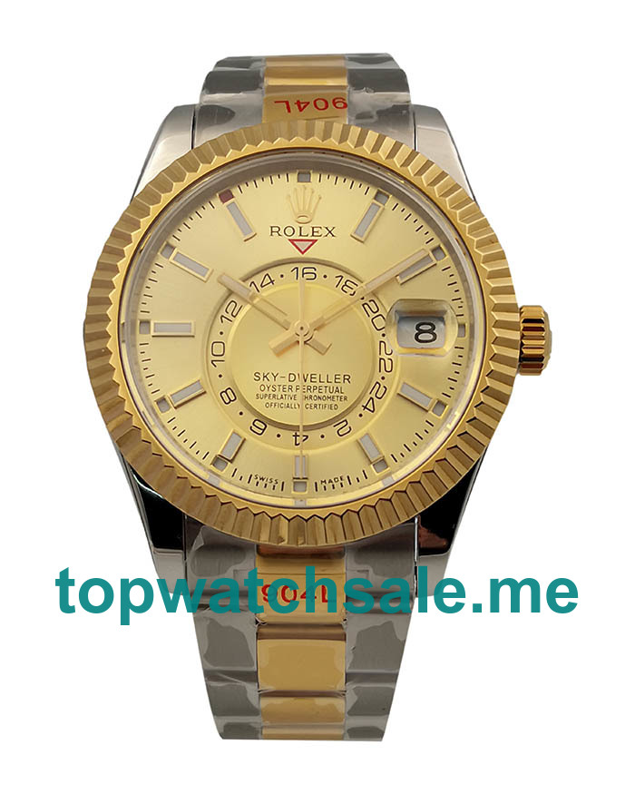 High Quality Rolex Sky-Dweller 326933 Replica Watches With Champagne Dials For Sale