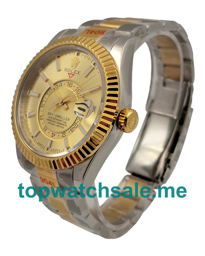 High Quality Rolex Sky-Dweller 326933 Replica Watches With Champagne Dials For Sale