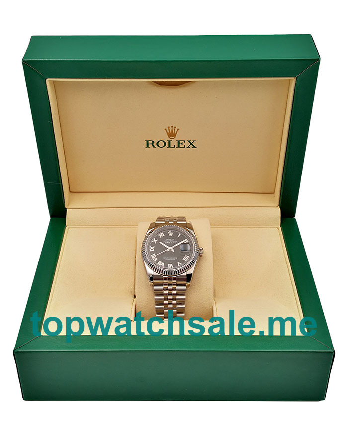 UK 36 MM Rolex Datejust 116234 Fake Watches With Black Dials For Sale