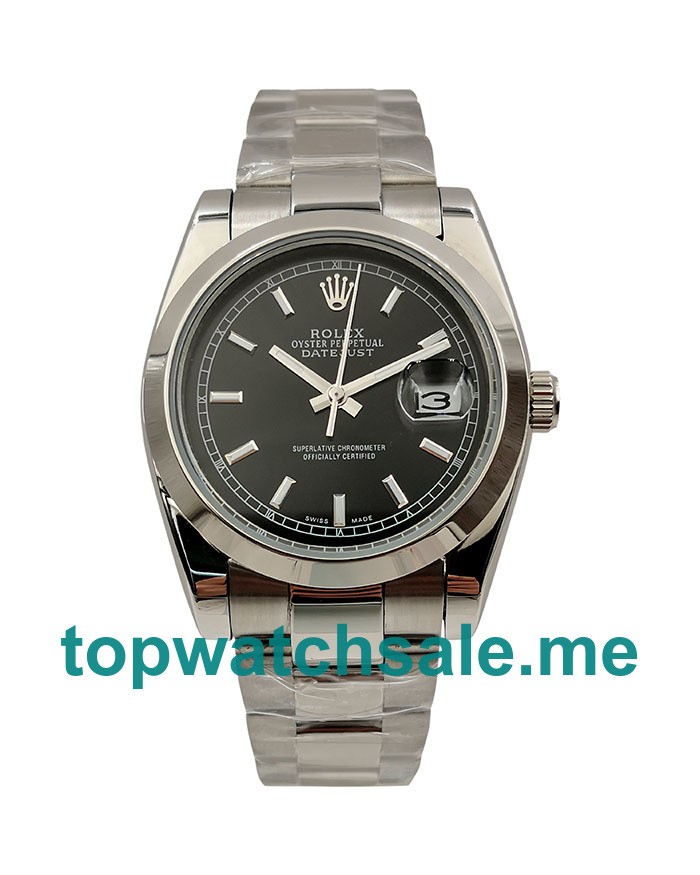 UK 36MM Replica Rolex Datejust 116200 Black Dials Watches