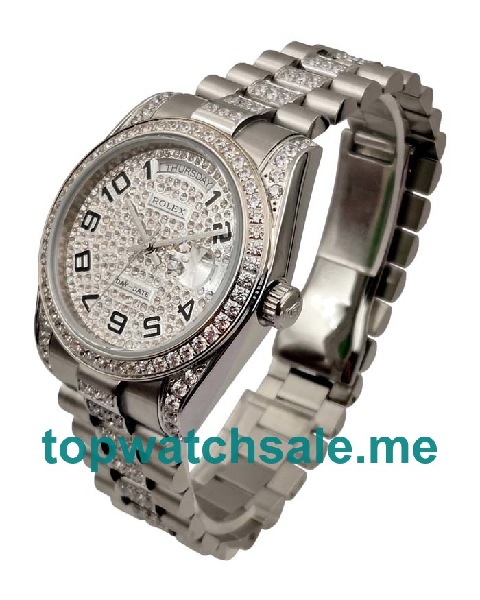 UK 36MM Diamonds Dials Rolex Day-Date 118346 Replica Watches