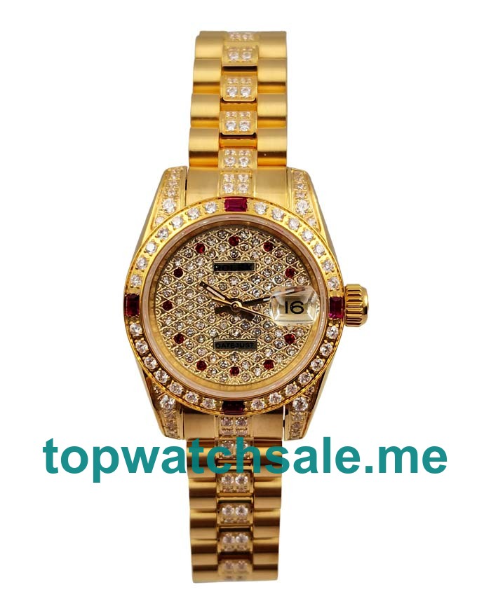 UK Swiss Made Rolex Lady-Datejust 179158 Replica Watches With Diamonds Dials For Women