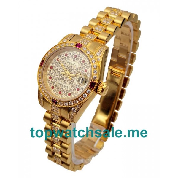 UK Swiss Made Rolex Lady-Datejust 179158 Replica Watches With Diamonds Dials For Women